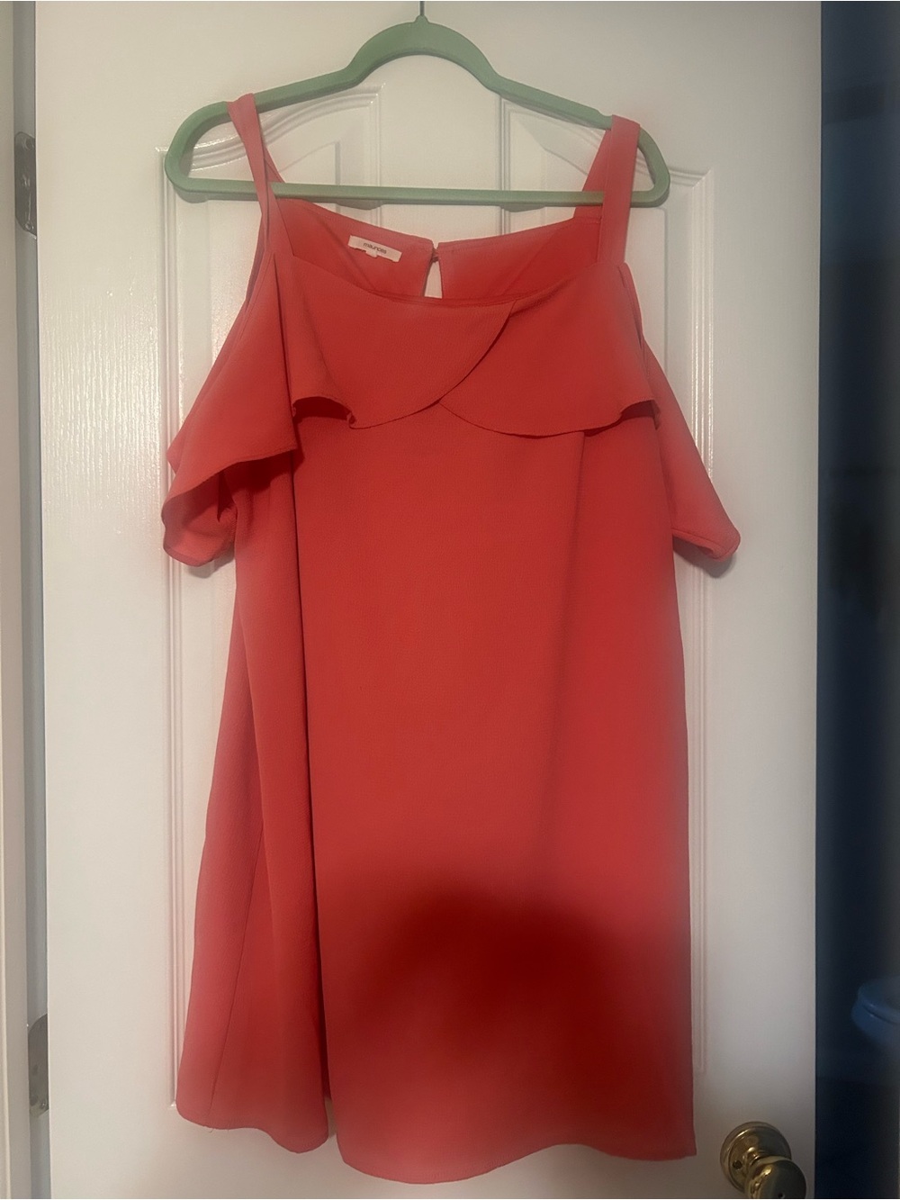 Maurices Coral Cold-Shoulder Ruffle Mini Dress